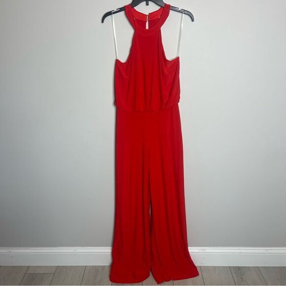 $248 JAY X JAY GODFREY Women's Coral Red Anselm Halter Neck Jumpsuit New Missing - Picture 2 of 9